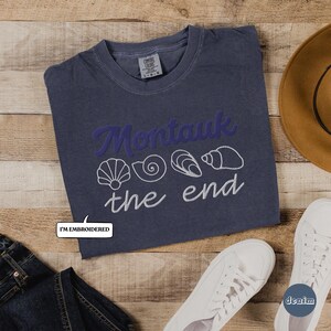 Montauk Embroidered Seashell Tee, Coastal Unisex Comfort Colors Garment-Dyed Heavyweight T-shirt, Long Island Travel Gifts, New Yorker Beach image 7