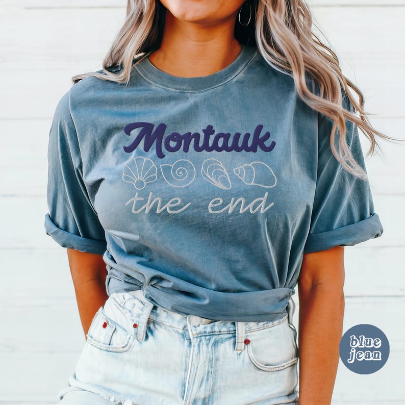 Montauk Embroidered Seashell Tee, Coastal Unisex Comfort Colors Garment-Dyed Heavyweight T-shirt, Long Island Travel Gifts, New Yorker Beach image 8