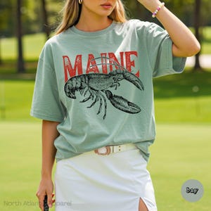 Maine Grunge Lobster Graphic T-Shirt | Comfort Colors Coastal Distressed Tee | New England Sailor Shirt | Nautical Fisherman Style Gift