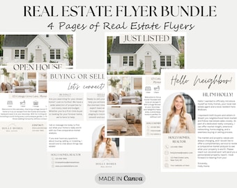 Real Estate Flyer Bundle, Open House Flyer, Just Listed Flyer, Hello Neighbor Flyer, Real Estate Marketing, Real estate marketing tool