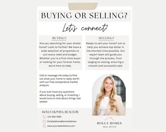 Real Estate Flyer Template, Buying or Selling Flyer, Real Estate Marketing Flyer, Realtor Flyer