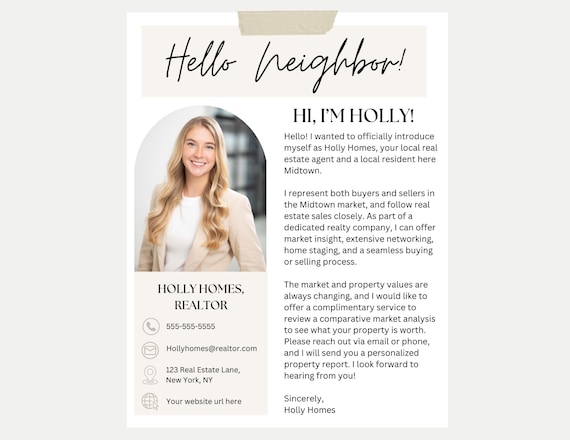 Hello Neighbor Real Estate Flyer, Real Estate Intro Flyer, Realtor Hello Neighbor Flyer, Realtor Intro Flyer