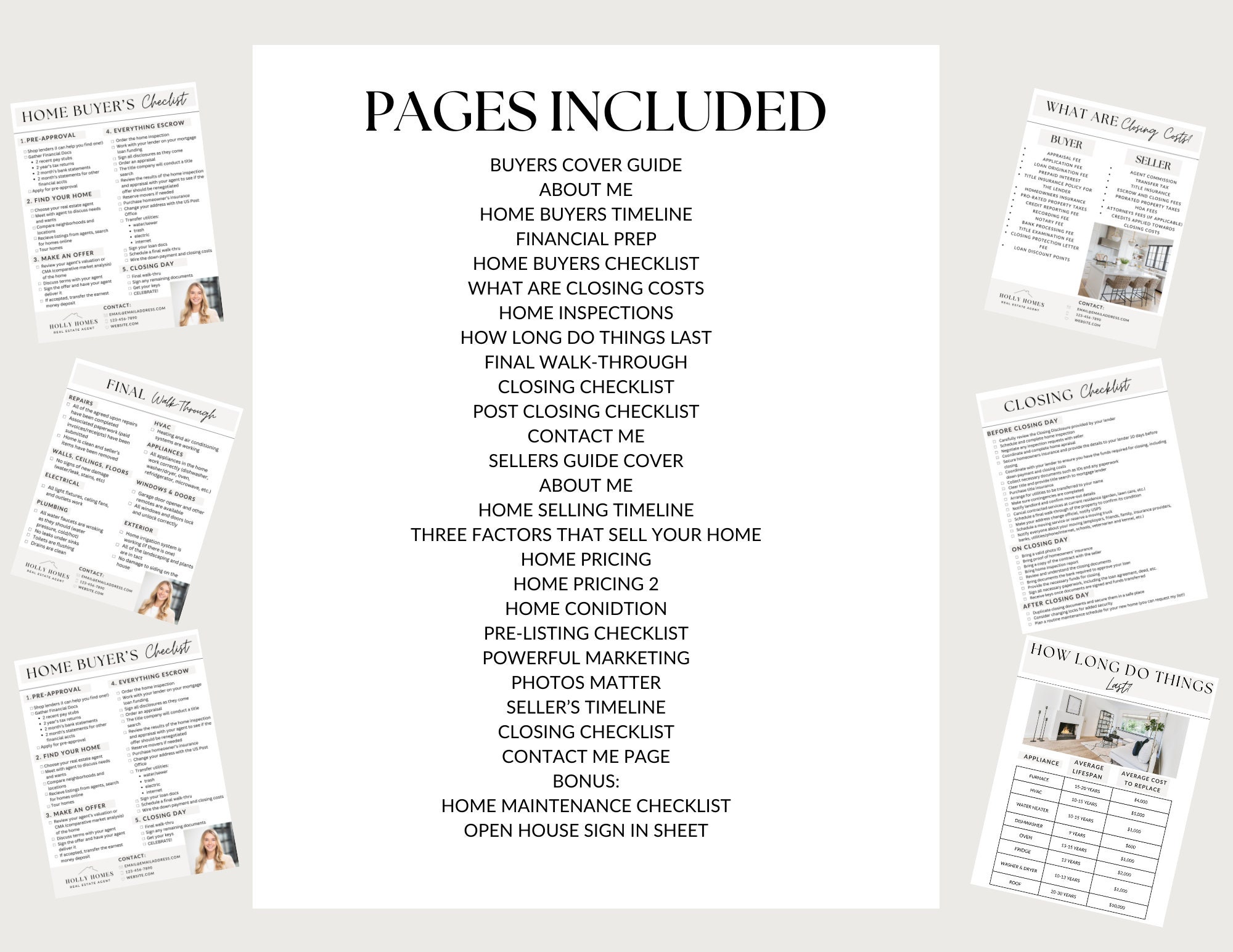 Real Estate Checklist Template Bundle, Home Buyer Guide, Home Seller ...