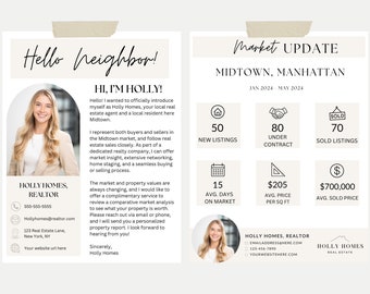 Hello Neighbor Real Estate flyer, market update real estate flyer, realtor flyer, real estate marketing flyer, realtor intro flyer
