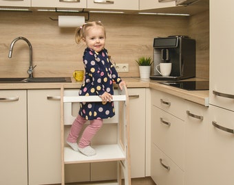 Stable Toddler Kitchen Tower, Montessori Furniture, Safe Toddler Stool, Montessori Kitchen Tower, Adjustable Tower, Kid Step Stool