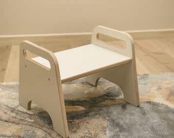 Escabeau pour tout-petit, tabouret pour enfant, escabeau blanc, tabouret en bois, tabouret d'apprentissage, meubles Montessori pour enfants