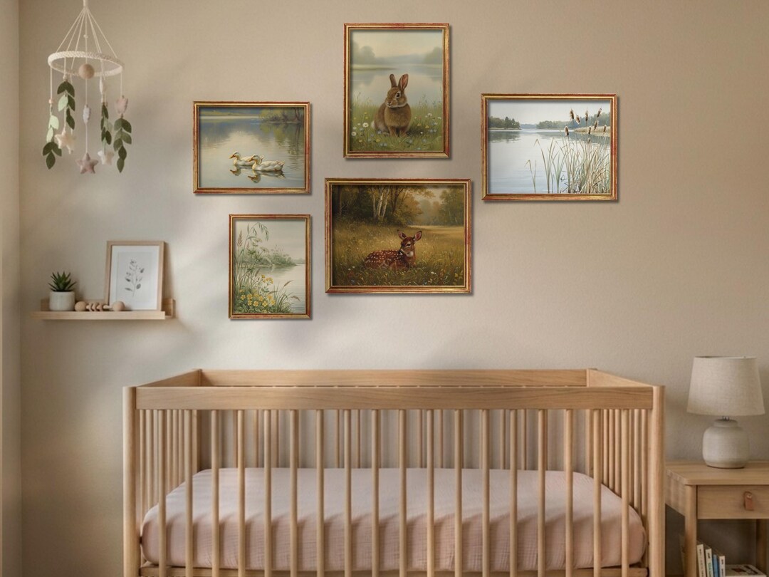 Woodland Nursery Wall Art | Vintage Animal Prints | Cottagecore Decor ...