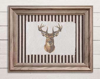 Rustic Deer Head Print | Vintage Buck Wall Art for Cabin, Boys room | Digital Download