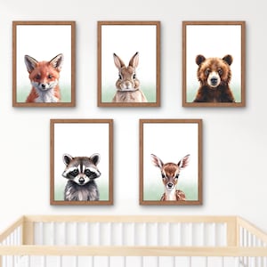 Woodland watercolor nursery prints | Woodland animals wall art | Woodland theme nursery | kids room wall art | nursery wall prints
