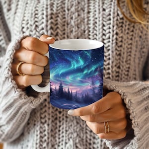 Aurora Borealis Mug: Northern Lights Coffee Cup, Nature Lover Gift