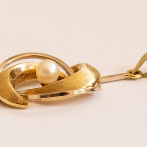 Pendentif en or jaune 14 carats avec perle de culture Akoya, bon état vintage
