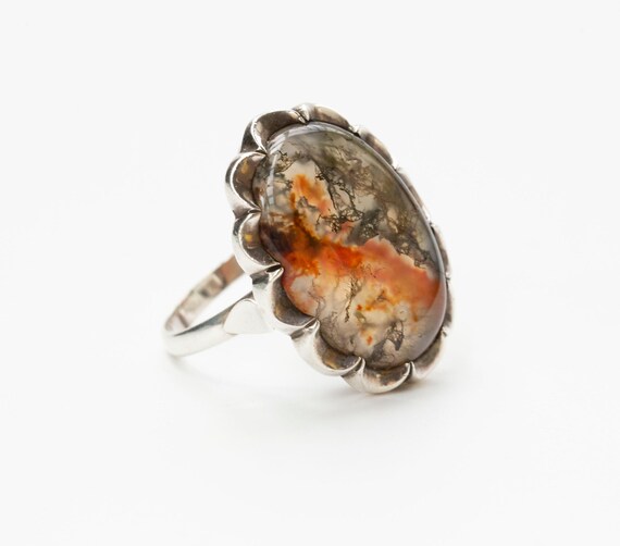 Statement Ring Silver 835 with Natural Dendritic … - image 2