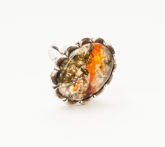 Statement Ring Silver 835 with Natural Dendritic … - image 3