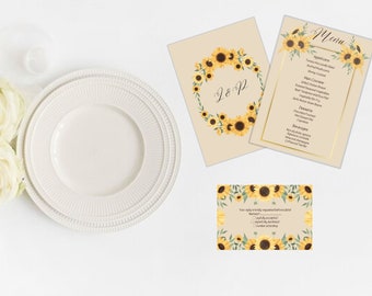 Blossoming Love Sunflower Wedding Set - Invitation Suite with Editable Design