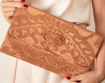 Handmade Luxury Fabric Clutch with Vintage Button