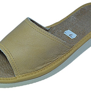Leather Slides: Women&#39;s Sheepskin Open Toe Slippers