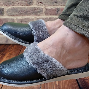 Handmade Sheepskin Mules: Women&#39;s Wool House Slippers, Soft Soles