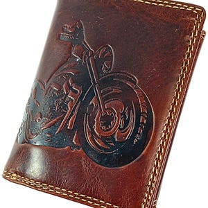 Portafoglio in pelle da uomo personalizzato con motivo bici Porta carte in pelle di bufalo fatto a mano Porta soldi con protezione RFID