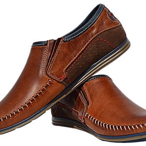 Stylish men's casual leather moccasins, handcrafted in Poland for a timeless and elegant look.