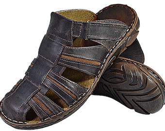 Sandalias de gladiador de cuero hechas a mano: mulas sin cordones