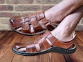 Fisherman Sandals For Men, Leather Gladiator Slip on Slippers.