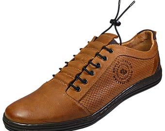 Leather Sneakers For Men, Handmade Luxury Minimalist Shoes For Him