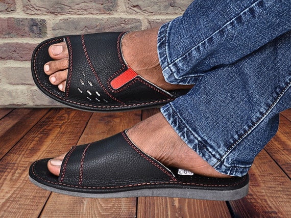 Mens toeless slippers best sale