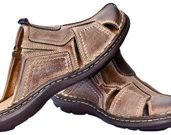 Zapatillas descalzas para hombre, zuecos de cuero hechos a mano, zapatos sin cordones con puntera ancha.