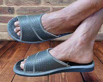 Chanclas de cuero hechas a mano: pantuflas de verano para hombre