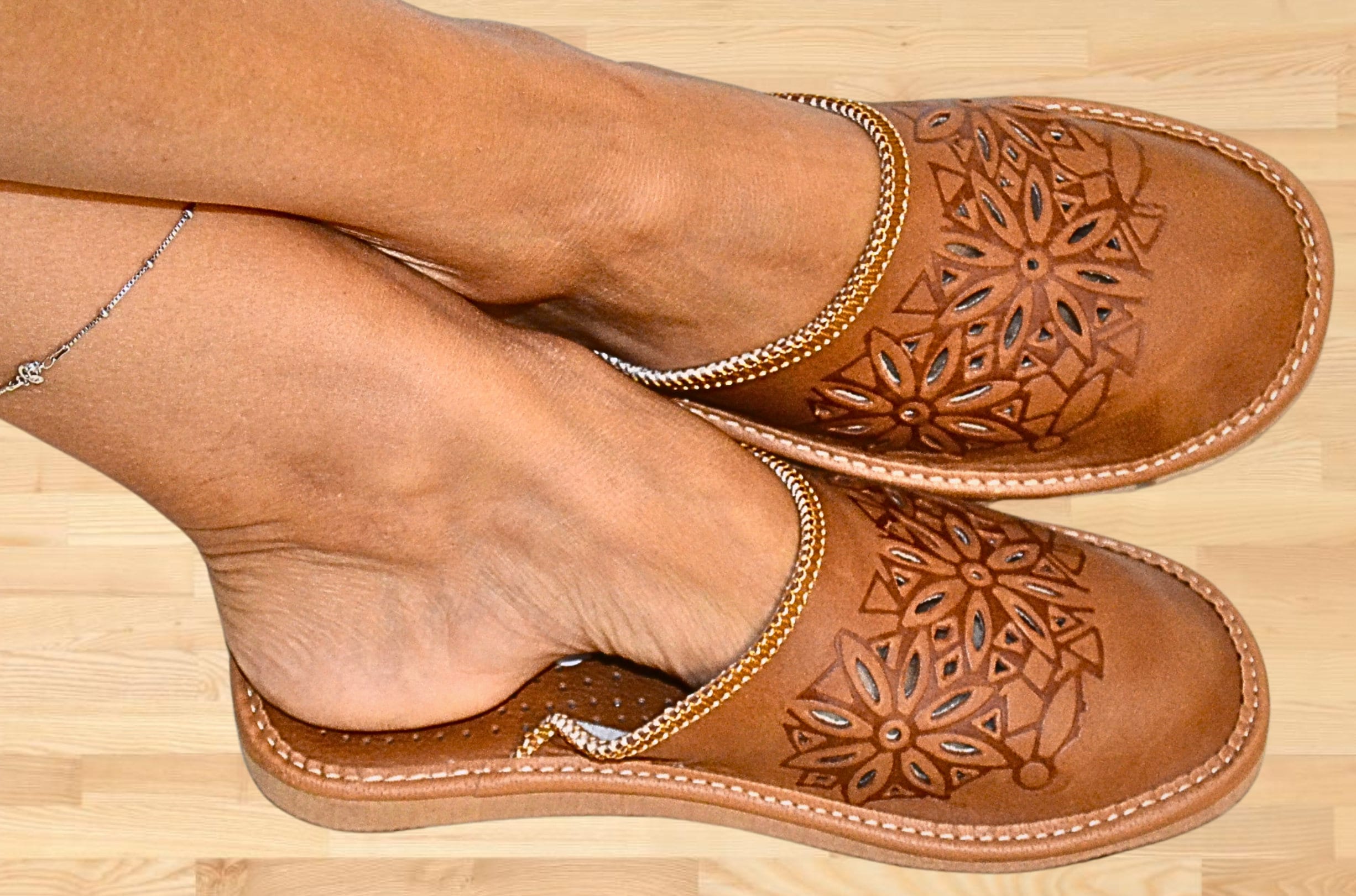 Leather House Slippers for Women Slip on Shoes All Leather Summer ...