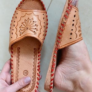 Handmade Leather Boho Slides: Women&#39;s Summer Sandals