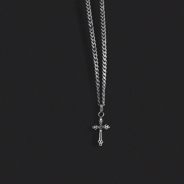 Dainty Cross Chain -  Gothic Necklace | Gothic Chain | Alternative Style Chain | Stainless Steel | Grunge Style Chain | Unisex |