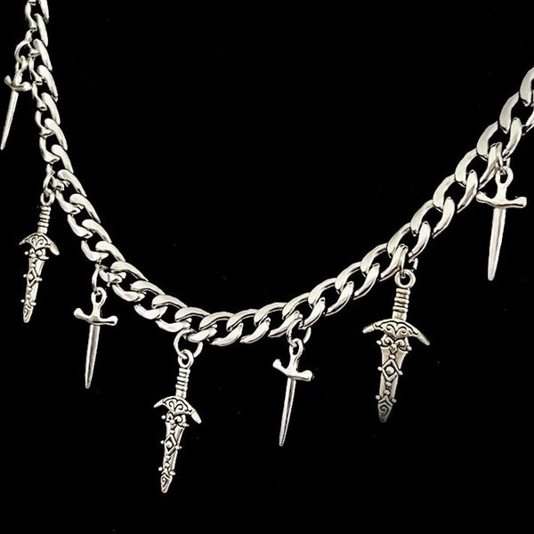 Mixed Dagger Chain - | Gothic Chain | Alternative Style Chain | Stainless Steel | Sword Chain | Necklace | Sword Pendant | Dagger Charm