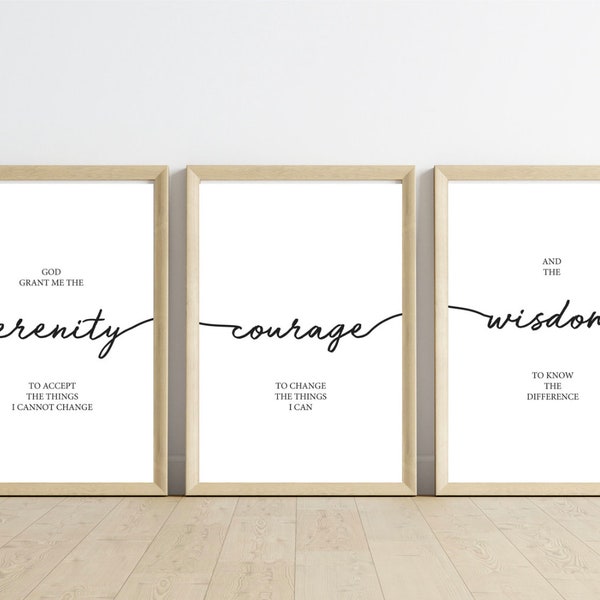 Serenity | Courage | Wisdom wall art set (3 total downloadable)