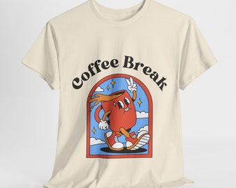 Divertente maglietta da caffè retrò per gli amanti del caffè - Maglietta grafica animata con tazza di caffè - T-shirt da caffè, regalo per gli amanti del caffè, camicia per la pausa caffè