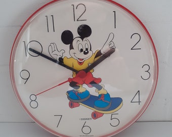 Extremely Rare Walt Disney Mickey Mouse on a Skateboard Clock | Old Vintage Dutch Wall Clock | Trademarked