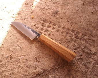 Cuchillo de maridar forjado a mano, 8,5 cm, acero 26C3, mango de roble blanco