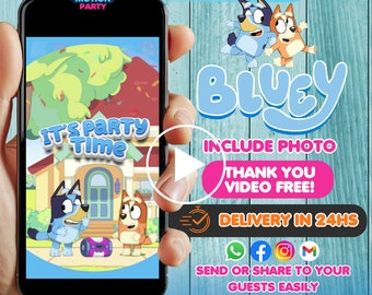 Bluey Birthday Video Invitation: Animated Party Invite (Digital Download)