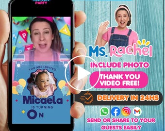 Miss Rachel Birthday Video Invitation: Animated Party Invite (Digital)
