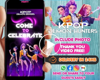 Invitation vidéo d'anniversaire Kpop Demon Hunters (numérique)