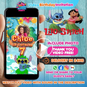 Invito di compleanno di Lilo e Stitch, invito video di Lilo e Stitch, invito di Lilo e Stitch, video di invito animato di Lilo e Stitch