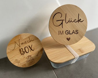 Meal Prep Glas mit graviertem Bambusdeckel