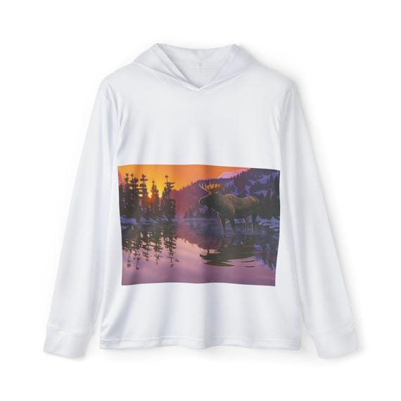 Moose at Sunset Hoodie | Lake Reflection Woodland Scene