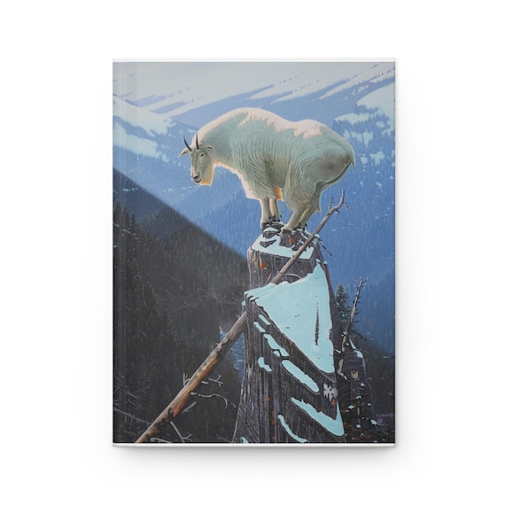 Mountain Goat Illustration Hardcover Journal | Alpine Wildlife Notebook