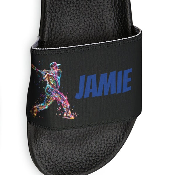 Custom Baseball Youth Slide Sandals, Personalize for any baseball or softball player, Gift for son, daughter or Grandchild, Any Name