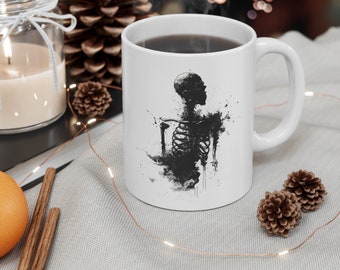 Koffieskelet, keramische koffiemok, 11oz koffiemok of 15oz koffiemok, skeletkop, schedel, theekop, skeletcadeau