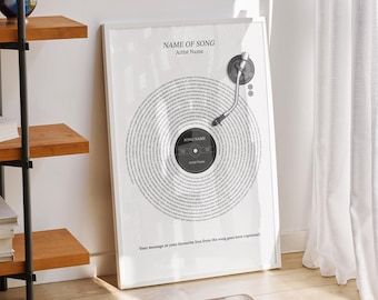Personalized Song Lyric Vinyl Record Print: Anniversary Gift (Digital Download)