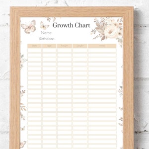 Kids Growth Chart | Instant Digital Download