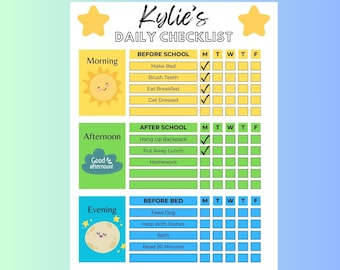 Kids Daily Checklist | Editable Digital Download