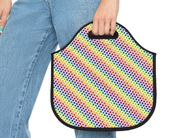 Rainbow Polka Dot Neoprene Lunch Bag